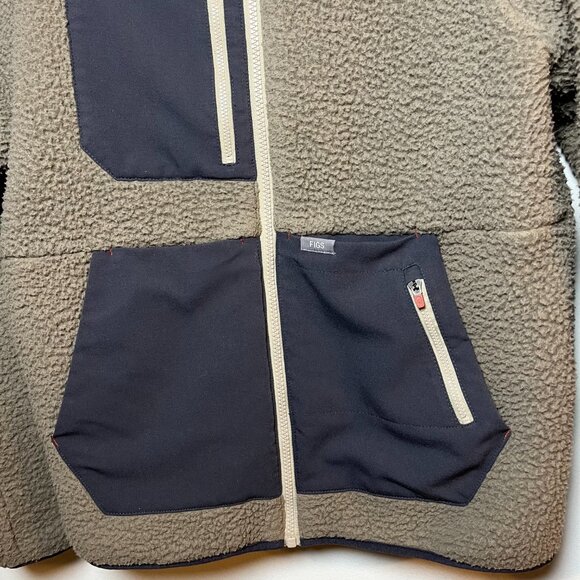 Figs On-Shift Sherpa Jacket Cacao Brown Small Warm Thermal Fleece Nurse Doctor - Picture 10 of 12